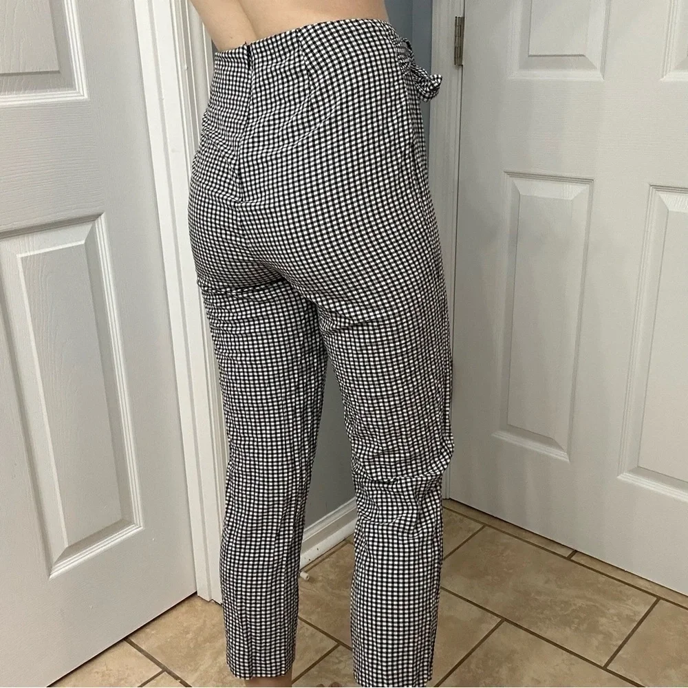 Free People Pants Cropped Gingham Casual Dainty Twee Tie Waist Size 4 Small